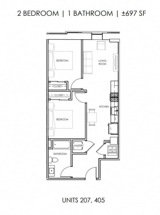 Two Bedroom One Bath Medium